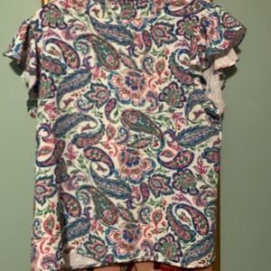 THML Blue and Red Ruffled Blouse